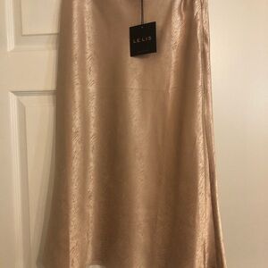 Le Lis Beige Satin Midi Skirt